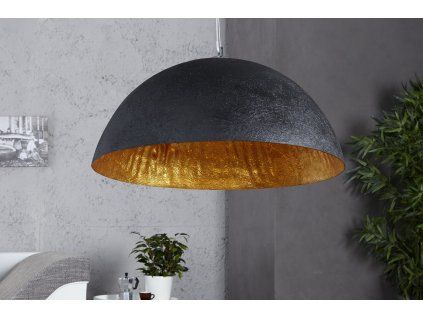 Moderní závěsná lampa Glow 50cm černo zlatá