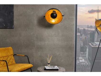 Industriální nástěnná lampa Studio černo/zlatá