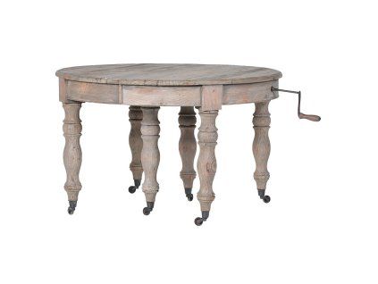 Rustikální kulatý jídelní stůl Rustic lze rozložit na 319cm dlouhý oválný stůl