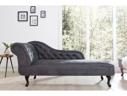 Luxusní lenoška Chesterfield 170 cm Antik Look šedá