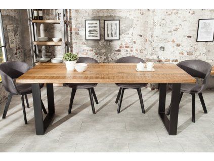 Luxusní industriální jídelní stůl Aero Mango II 180cm z masivu