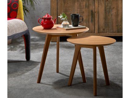 Set dvou kulatých skandinávských stolků Gjovik 50 a 40cm