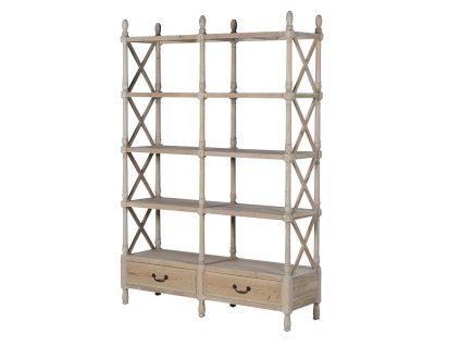 Stylová dvojitá knihovna Natural 197cm