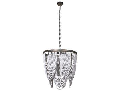 Luxusní korálkový lustr Lorena 65cm bílý