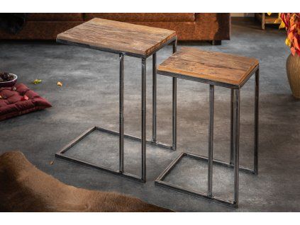 Set příručních stolků Barracuda masivní dřevo moderní design