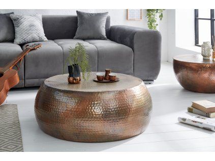 Luxusní konferenční stolek Optik 80 cm patina měď