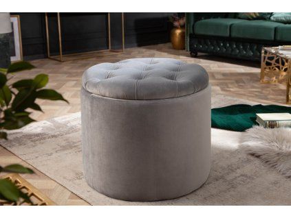 Designový stříbrný taburet Modern Barock
