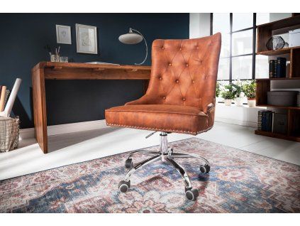 Vintage designové kancelářské křeslo Victorian hnědé