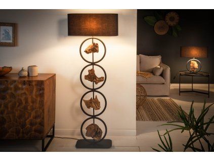 Stylová stojací lampa Circle Wood 147cm akácie
