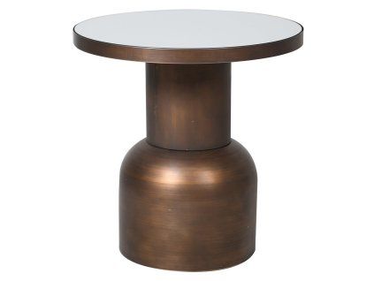 Kulatý stolek Rodney 50 cm kovový rám se zrcadlovou deskou