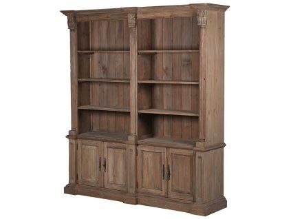 Luxusní knihovna Rustic 212cm z masivu, dvojitá