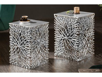 Stylové příruční stolky Pattern stříbrné kovové