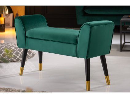 Stylová lavička Sandra 90cm zelený samet