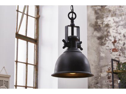 Industriální kovová stropní lampa Niko černá