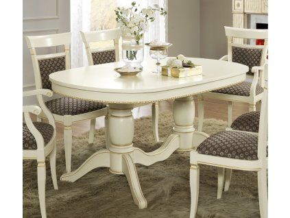Klasický jídelní stůl rozkládací Sophia Chippendale 160/240cm bílý