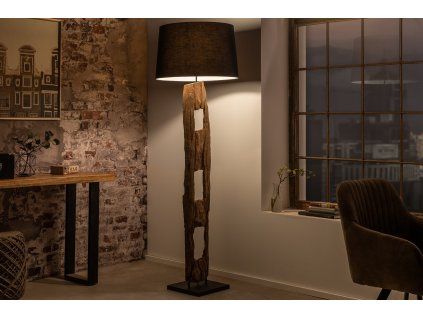 Stylová přírodní stojací lampa Barracuda 177cm černá