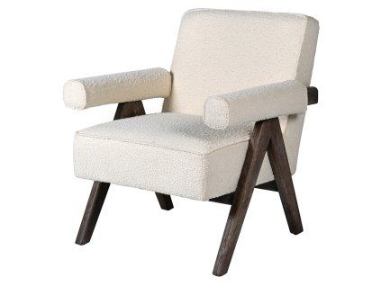 Designové křeslo Boucle Ivory s područkami