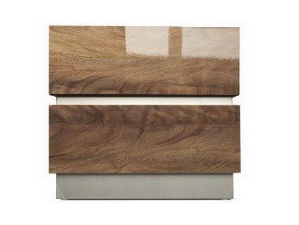 Luxusní noční stolek Rusty Walnut vysokého lesku, ořechového dekoru dřeva.