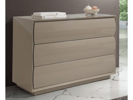 Moderní zásuvková komoda Twito Sia 110cm moka lesk