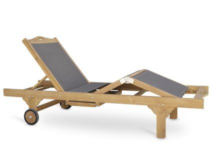 Dřevěné polohovací zahradní lehátko Jardin na kolečkách