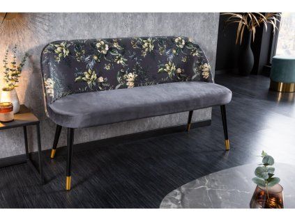 Dizajnová čalúnená lavica Flower 130cm sivý zamat