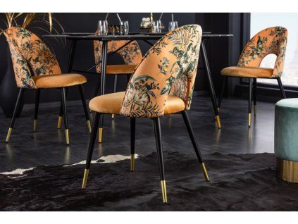 Designová židle Flower žlutý samet
