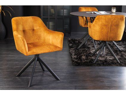 Designová jídelní židle Lone hořčicově žlutá