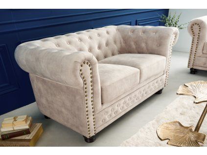 Luxusní dvoumístná sedačka Chesterfield 150 cm champagne