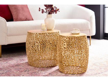 Stylová sada stolků Esme 40 cm zlaté kovové