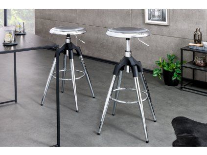 Designová otočná barová židle chrom