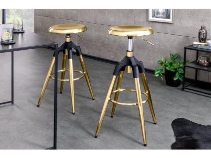 Designová otočná barová židle zlatá