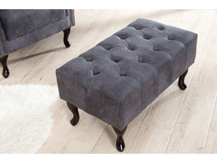 Luxusní taburet Chesterfield antický šedý