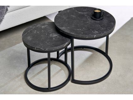 Sada konferenčních stolků Elegance 45 cm černý mramor kov