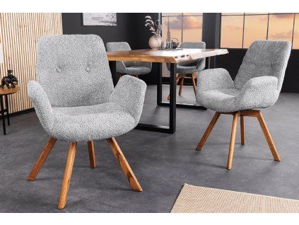 Designová otočná židle Baltic šedá bouclé