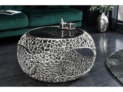 Designový konferenční stolek Spin 40cm stříbrný