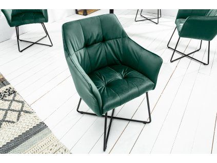 Designová židle Lone zelený samet