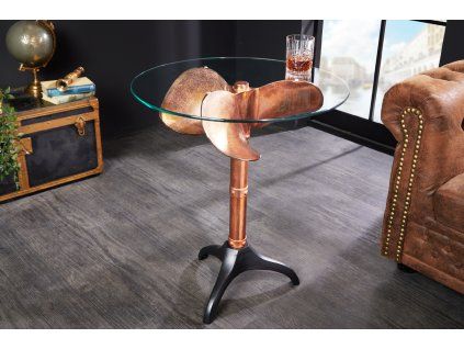 Designový příruční stolek Ocean měděné barvy podstavy.