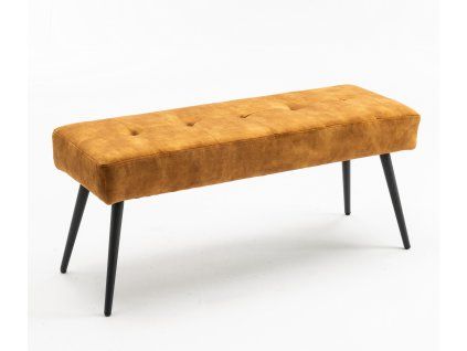 Moderní žlutá lavice délky 100cm se sametovým čalouněním.