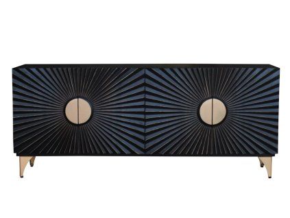 Luxusní Art-Deco příborník černo-zlatý, z mangového dřeva.