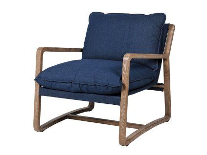 Stylové modré křeslo Tinova 84 cm