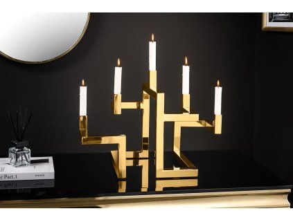 Moderní svícen Abstract ve zlaté barvě