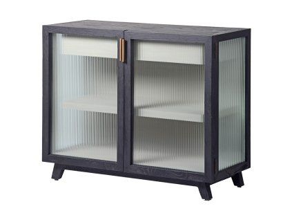 Designová komoda s rýhovaným sklem