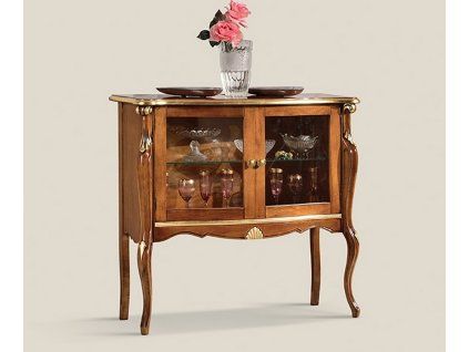 Luxusní nízká vitrína Rose 100 cm dvoudveřová na nožičkách