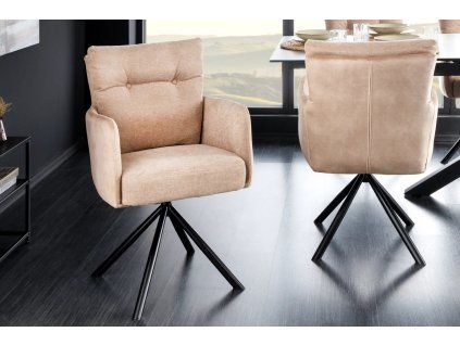 Designová otočná židle Big Gina béžová šampaň