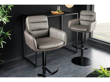 Stylová kožená barová židle Big Gina taupe, otočná, výškově nastavitelná.