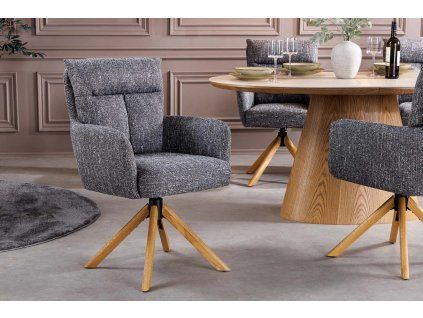 Stylová otočná židle Big Gina Oak zelená