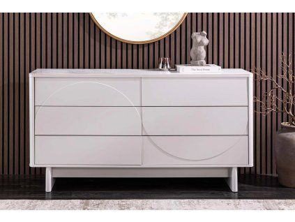 Designová komoda Salon White 150cm s keramickou deskou.