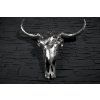 Moderní dekorační lebka Matador 70cm stříbrná