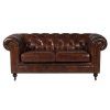 Vintage Chesterfield dvoumístná kožená pohovka