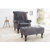 Designové Chesterfield křeslo šedý samet